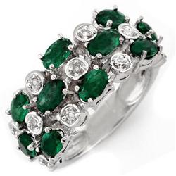 ACA CERTIFIED 2.20ctw DIAMOND & EMERALD RING WHITE GOLD