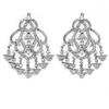 Image 1 : CERTIFIED 4.0ct DIAMOND CHANDELIER EARRINGS GOLD 14K W