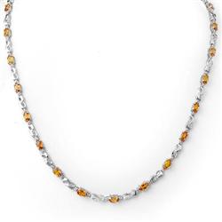 NECKLACE 9.02ctw CERTIFIED DIAMOND & ORANGE SAPPHIRE