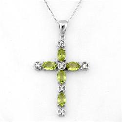 ACA CERTIFIED 2.15ctw DIAMOND & PERIDOT NECKLACE GOLD