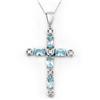 Image 1 : NECKLACE 3.15ctw ACA CERTIFIED DIAMOND & BLUE TOPAZ