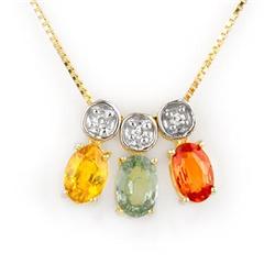 NECKLACE 2.03ctw ACA CERTIFIED DIAMOND & MULTI-SAPPHIRE