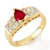 Image 1 : ACA CERTIFIED 1.75ctw DIAMOND & RUBY RING YELLOW GOLD