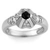 Image 1 : FINE 0.50ct ACA CERTIFIED WHITE & BLACK DIAMOND RING