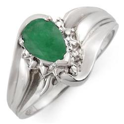 CERTIFIED 0.62ctw DIAMOND & EMERALD RING WHITE GOLD