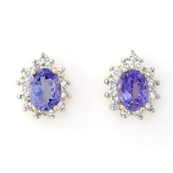 EARRINGS 4.25ctw ACA CERTIFIED DIAMOND & TANZANITE 14KT