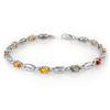 Image 1 : ACA CERTIFIED 3.0ctw MULTI-COLOR SAPPHIRE BRACELET GOLD