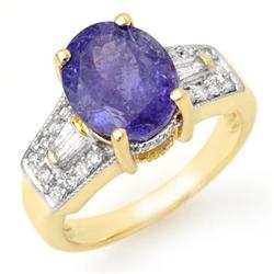 CERTIFIED 5.55ctw DIAMOND & TANZANITE RING YELLOW GOLD