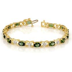 BRACELET 8.15ctw CERTIFIED DIAMOND & GREEN TOURMALINE