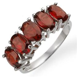 CERTIFIED 3.0ctw GARNET 5-STONE RING WHITE GOLD