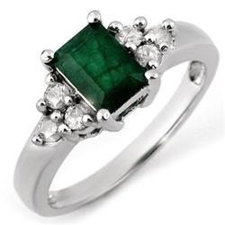 FINE 1.36ctw ACA CERTIFIED DIAMOND & EMERALD RING