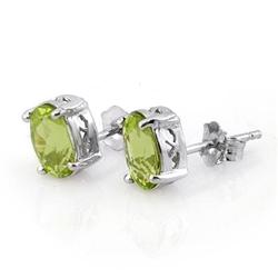 CERTIFIED 2.0ctw PERIDOT STUD EARRINGS 14KT WHITE GOLD