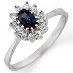 FINE 0.60ctw ACA CERTIFIED DIAMOND & BLUE SAPPHIRE RING