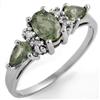 Image 1 : 1.33ctw ACA CERTIFIED DIAMOND & GREEN SAPPHIRE RING