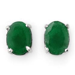 CERTIFIED 2.00ctw EMERALD STUD EARRINGS 14KT WHITE GOLD