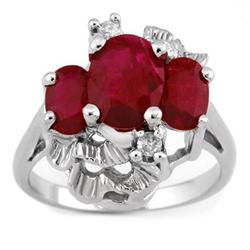 THREE-STONE 3.06ctw ACA CERTIFIED DIAMOND & RUBY RING