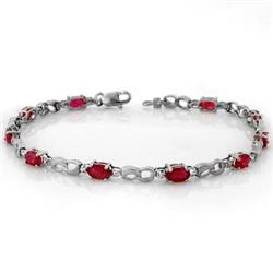 ACA CERTIFIED 3.51ct DIAMOND & RUBY BRACELET WHITE GOLD