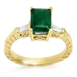 FINE 2.45ctw ACA CERTIFIED DIAMOND & EMERALD RING GOLD