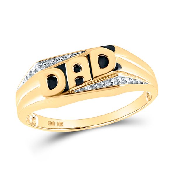 Round Diamond Dad Father Ring .01 Cttw 10KT Yellow Gold