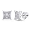 Image 1 : Round Diamond Kite Square Earrings 1/10 Cttw 10KT White Gold