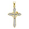 Image 1 : Round Diamond Cross Heart Pendant 1/10 Cttw 10KT Yellow Gold