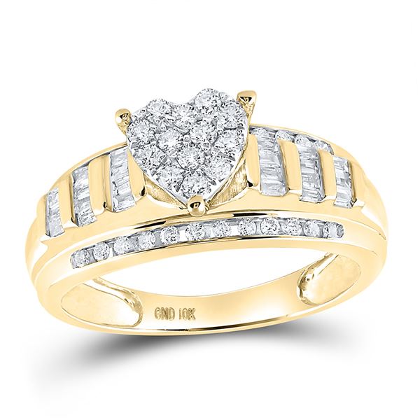 Diamond Heart Bridal Wedding Engagement Ring 1/2 Cttw 10KT Yellow Gold
