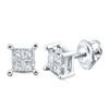Image 1 : Princess Diamond Square Earrings 1/4 Cttw 14KT White Gold