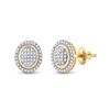 Image 1 : Round Diamond Oval Earrings 1/4 Cttw 10KT Yellow Gold