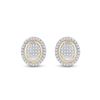 Image 2 : Round Diamond Oval Earrings 1/4 Cttw 10KT Yellow Gold