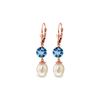 Image 1 : Genuine 11.10 ctw Blue Topaz Earrings 14KT Rose Gold - REF-26N6R