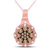 Image 1 : Round Brown Diamond Cluster Pendant 1/4 Cttw 14KT Rose Gold