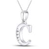 Image 2 : Round Diamond C Letter Pendant 1/20 Cttw 10KT White Gold