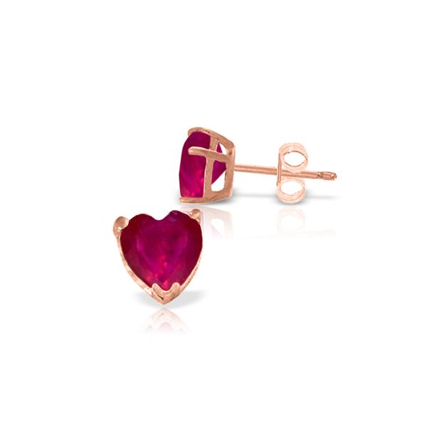 Genuine 2.9 ctw Ruby Earrings 14KT Rose Gold - REF-27W6Y