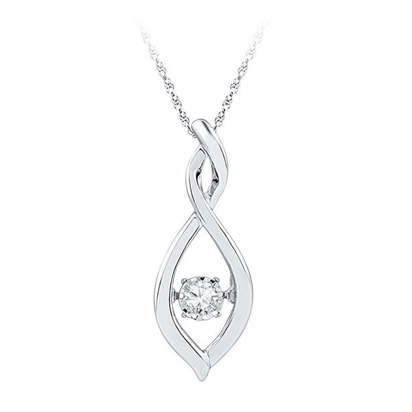 Round Diamond Moving Twinkle Solitaire Pendant .03 Cttw 10KT White Gold