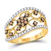 Image 1 : Round Brown Diamond Cluster Band Ring 7/8 Cttw 10KT Yellow Gold