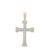 Image 1 : Round Diamond Roman Cross Religious Charm Pendant 1/5 Cttw 10KT Yellow Gold