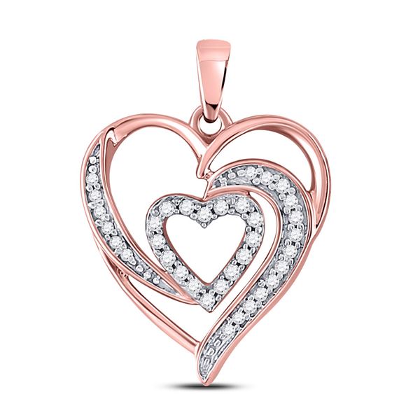 Round Diamond Fashion Heart Pendant 1/6 Cttw 10KT Rose Gold