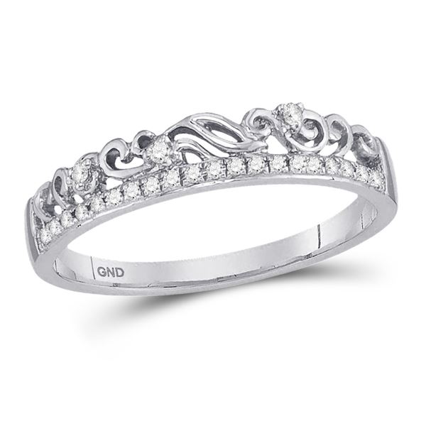 Round Diamond Stackable Band Ring 1/12 Cttw 10KT White Gold