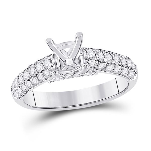 Round Diamond Semi-Mount Setting Bridal Wedding Engagement Ring 14KT White Gold
