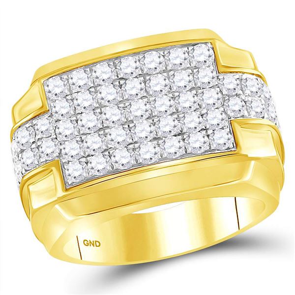 Round Diamond Rectangle Cluster Ring 3 Cttw 10KT Yellow Gold