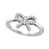 Image 1 : Round Diamond Ribbon Bow Knot Ring 1/6 Cttw 10KT White Gold