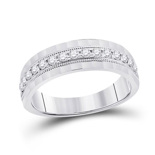 Round Diamond Wedding Single Row Band Ring 1/2 Cttw 10KT White Gold