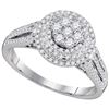 Image 1 : Round Diamond Flower Cluster Ring 5/8 Cttw 10KT White Gold