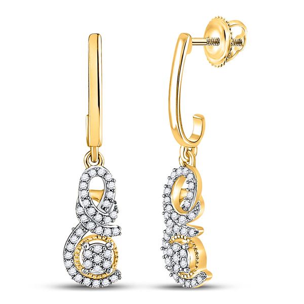 Round Diamond Dangle Earrings 1/5 Cttw 10KT Yellow Gold