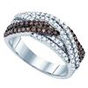 Image 1 : Brown Diamond Crossover Band Ring 3/4 Cttw Sterling Silver