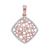 Image 1 : Diamond Offset Square Cluster Pendant 1/20 Cttw 10kt Two-tone Gold