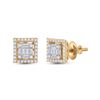 Image 1 : Baguette Diamond Square Earrings 3/8 Cttw 14kt Yellow Gold