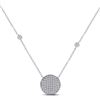 Image 1 : Diamond Circle Cluster Necklace 1/4 Cttw 10kt White Gold