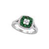 Image 1 : Emerald Diamond Square Cluster Ring 7/8 Cttw 18kt White Gold
