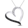 Image 1 : Black Color Enhanced Diamond Simple Heart Pendant 1/20 Cttw Sterling Silver